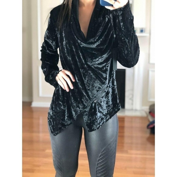 Blank NYC Velvet Asymmetrical Draped Zipper Moto Jacket Style 16r-9027mx - Picture 10 of 10